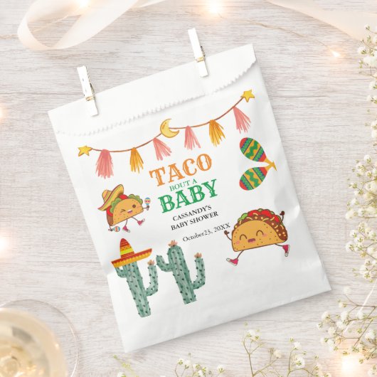 ベビーメキシコの赤ちゃんシャワーへのタコの好意 フェイバーバッグ (クリップ留めされた状態)