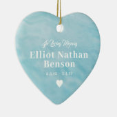 ベビーメモリアルウォーターカラーブルーフルフォト セラミックオーナメント (右)