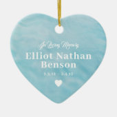 ベビーメモリアルウォーターカラーブルーフルフォト セラミックオーナメント (正面)