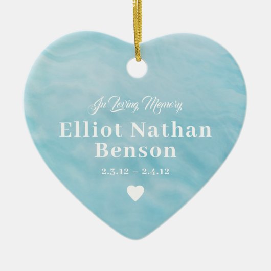 ベビーメモリアルウォーターカラーブルーフルフォト セラミックオーナメント (正面)