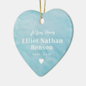 ベビーメモリアルウォーターカラーブルーフルフォト セラミックオーナメント (左)