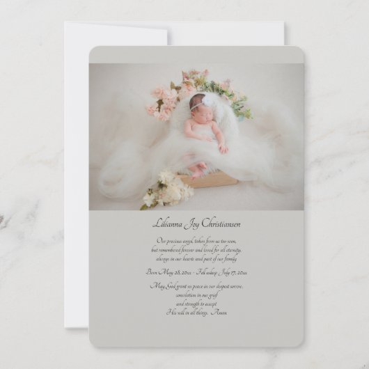 ベビーメモリアルフォトカード（色を選択） 案内状 (正面)