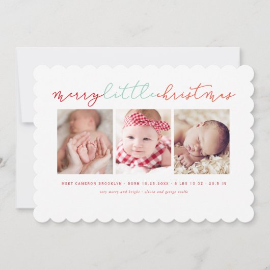 ベビーメリーの小さなクリスマスかわいい3フォトコラージュ シーズンカード (正面)