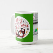 ベビーメリーの雪だるま初めてのクリスマスユニーク写真 コーヒーマグカップ (正面左)