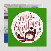 ベビーメリーの雪だるま初めてのクリスマスユニーク写真 シーズンカード (正面/裏面)