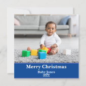 ベビーメリーの雪だるま初めてのクリスマスユニーク写真 シーズンカード (裏面)