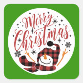 ベビーメリーの雪だるま初めてのクリスマスユニーク写真 スクエアシール (正面)