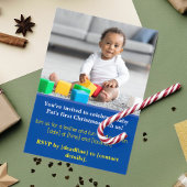 ベビーメリーの雪だるま初めてのクリスマスユニーク写真 招待状