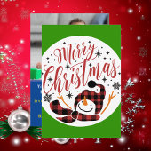 ベビーメリーの雪だるま初めてのクリスマスユニーク写真 招待状