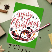 ベビーメリーの雪だるま初めてのクリスマスユニーク写真 招待状