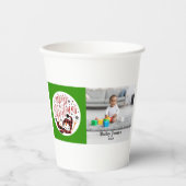 ベビーメリーの雪だるま初めてのクリスマスユニーク写真 紙コップ (正面)