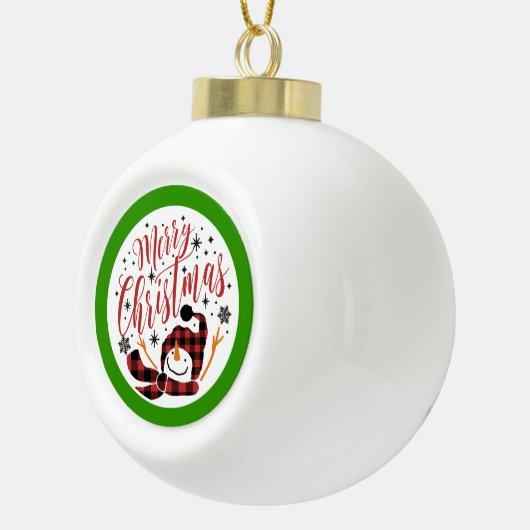 ベビーメリー雪だるま初めてのクリスマス セラミックボールオーナメント (右)