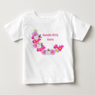 ベビーメルカットと花ベビーTシャツ ベビーTシャツ