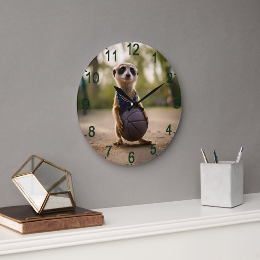 ベビーメルカットのバスケットボール選手 ラージ壁時計 (オフィス)