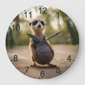 ベビーメルカットのバスケットボール選手 ラージ壁時計 (正面)