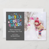 ベビーモダンその冷たい外の写真炭グレー シーズンカード (正面)