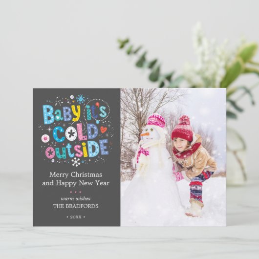 ベビーモダンその冷たい外の写真炭グレー シーズンカード (スタンド正面)