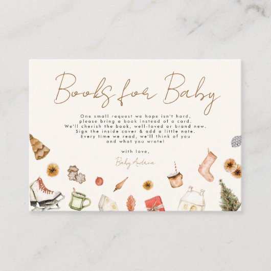 ベビーモダンのための居心地の良いクリスマス赤ちゃんシャワーブック エンクロージャーカード (正面)