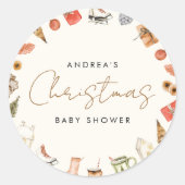 ベビーモダンのための居心地の良いクリスマス赤ちゃんシャワーブック ラウンドシール (正面)