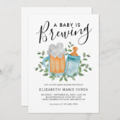 ベビーモダンはビールボトルベビーシャワー 招待状 (正面/裏面)