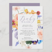ベビーモダンイン開花明るいフローラベビーシャワー 招待状 (正面/裏面)