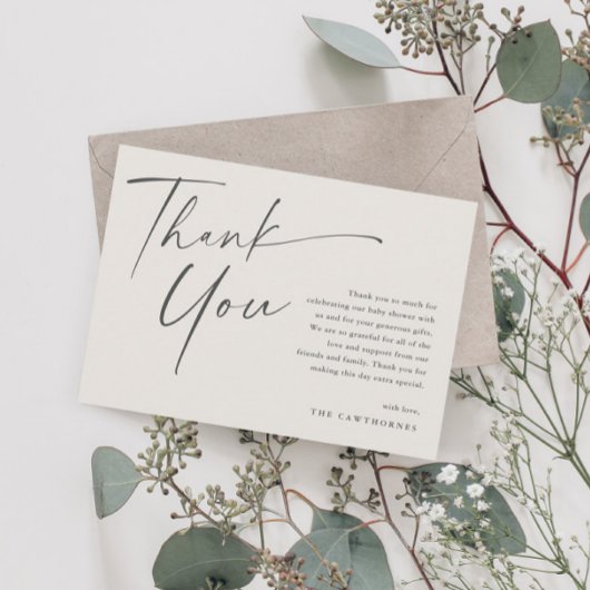 ベビーモダンエレガントシャワーのスクリプト サンキューカード