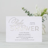 ベビーモダンエレガントシャワー箔の招待状 箔招待状 (立ち正面)