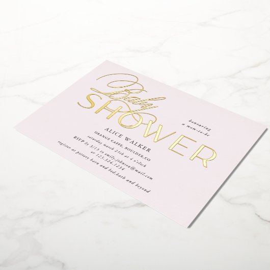 ベビーモダンエレガントシャワー 箔招待状 (回転した状態)