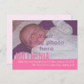 ベビーモダンガールピンク写真発表葉書 案内ポストカード (正面/裏面)