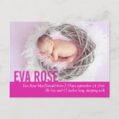 ベビーモダンガールピンク写真発表葉書 案内ポストカード (正面)