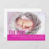 ベビーモダンガールピンク写真発表葉書 案内ポストカード (正面/裏面)