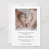 ベビーモダンガールフォトエレガント誕生 案内状 (裏面)