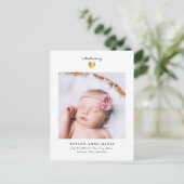 ベビーモダンガールフォト金ゴールドハート誕生 案内ポストカード (スタンド正面)