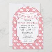 ベビーモダンガールレトロストライプパターンシャワー 招待状 (正面)