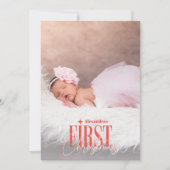 ベビーモダンガール初めてのクリスマスカスタム写真 シーズンカード (正面)