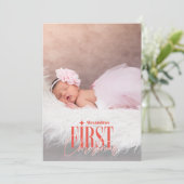 ベビーモダンガール初めてのクリスマスカスタム写真 シーズンカード (スタンド正面)