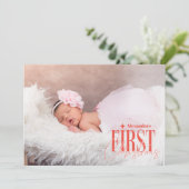 ベビーモダンガール初めてのクリスマスカスタム写真 シーズンカード (スタンド正面)