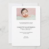 ベビーモダンガール誕生カスタム写真生まれたばかりの撮影 サンキューカード (裏面)