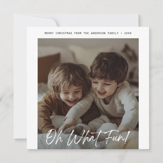 ベビーモダンクリスマスフォトああ何おもしろいブルゴーニュ シーズンカード (正面)