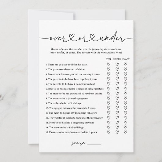 ベビーモダンシャワーをゲームの上または下にスクリプト 招待状 (正面)