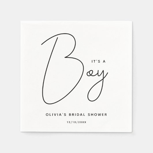 ベビーモダンシャワーを台本にする男の子 スタンダードカクテルナプキン (正面)