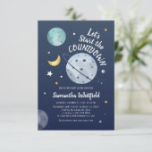 ベビーモダンシャワーカウントダウン外宇宙ムーン 招待状 (スタンド正面)