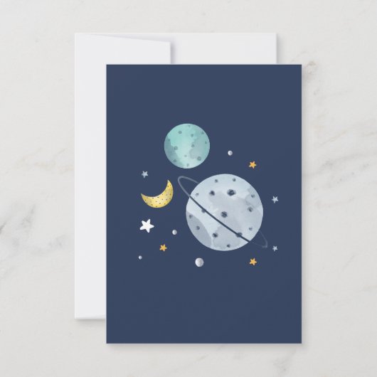 ベビーモダンシャワーカウントダウン外宇宙ムーン 招待状 (裏面)