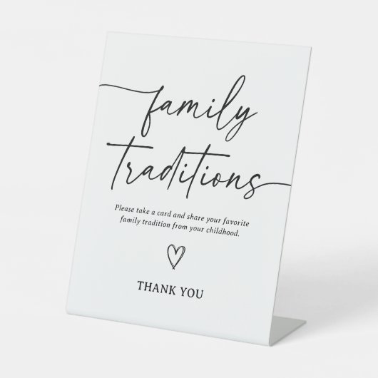 ベビーモダンシャワー家族の伝統のサインをスクリプト 台座サイン (正面)