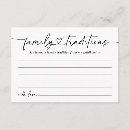 ベビーモダンシャワー家族の伝統カードをスクリプト エンクロージャーカード (正面)