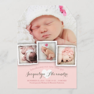 ベビーモダンドリームズスイートガールバースデーナー 案内状