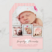 ベビーモダンドリームズスイートガールバースデーナー 案内状 (正面/裏面)