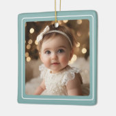 ベビーモダンフォトミントミニマリストホリデーフォト セラミックオーナメント (左)
