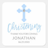 ベビーモダンブルークロス《キリスト教》洗礼式や命名式ボーイサンキュー スクエアシール (正面)
