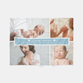 ベビーモダンブルー誕生の統計情報 フリースブランケット (正面(横))